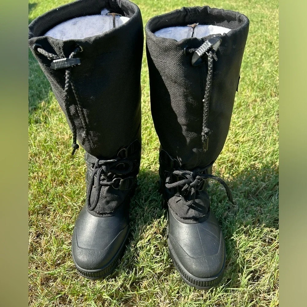 Sorel Kaufman canada black boots Vintage snowcap felt lined & waterproof Sz-6. B